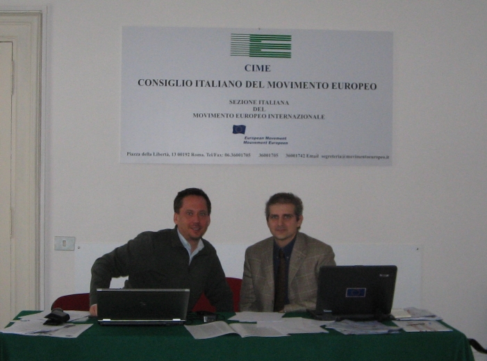 Riunione tra il Segretario Generale tedesco, B. Huttemann e quello aggiunto del CIME, S. Milia Riunione tra il Segretario Generale tedesco, B. Huttemann e quello aggiunto del CIME, S. Milia